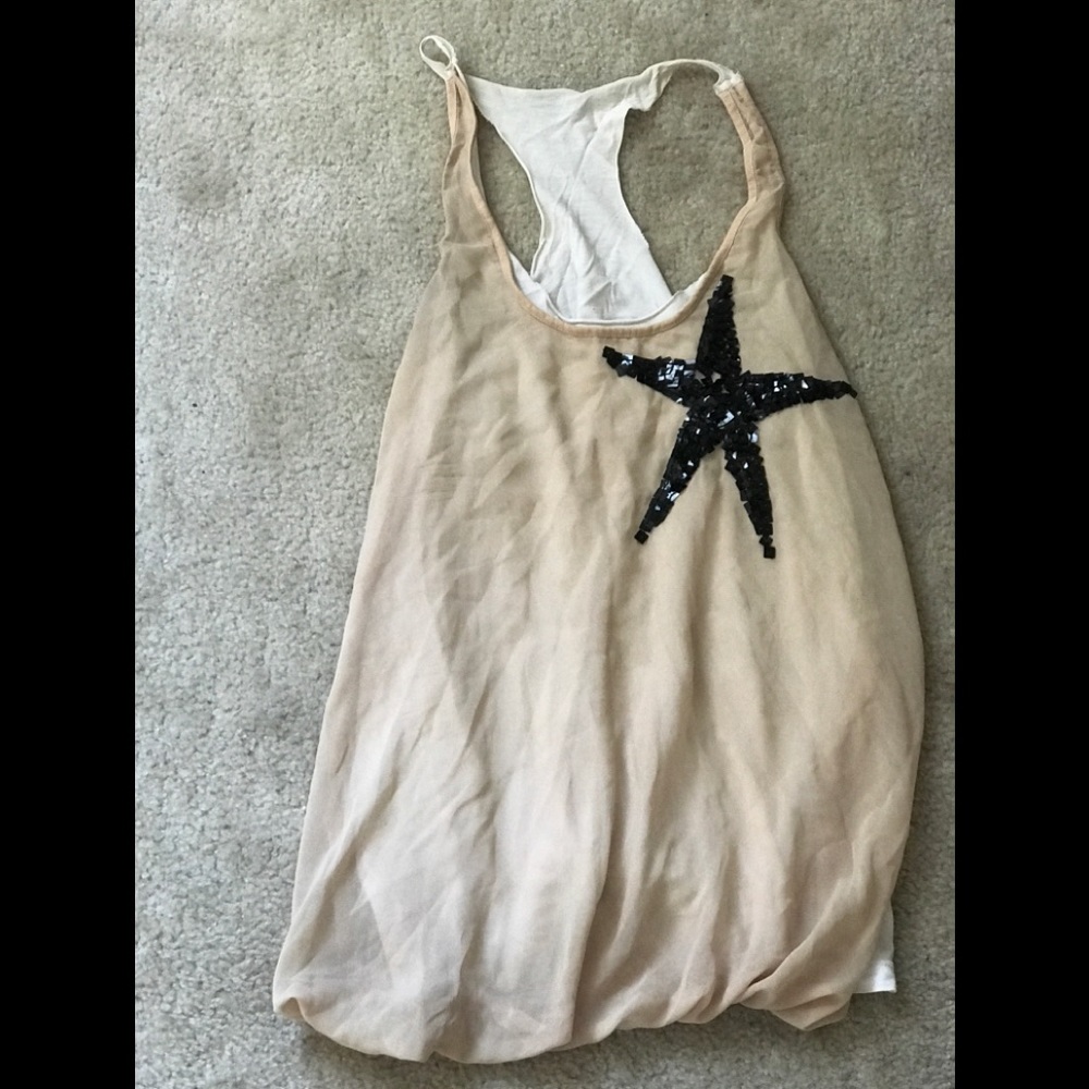 H&M Tan Chiffon Star Tank Top